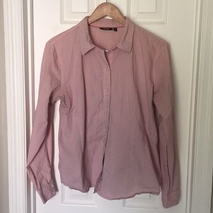 Apt 9 Pink Striped Cotton Blend Oxford Shirt Size XL